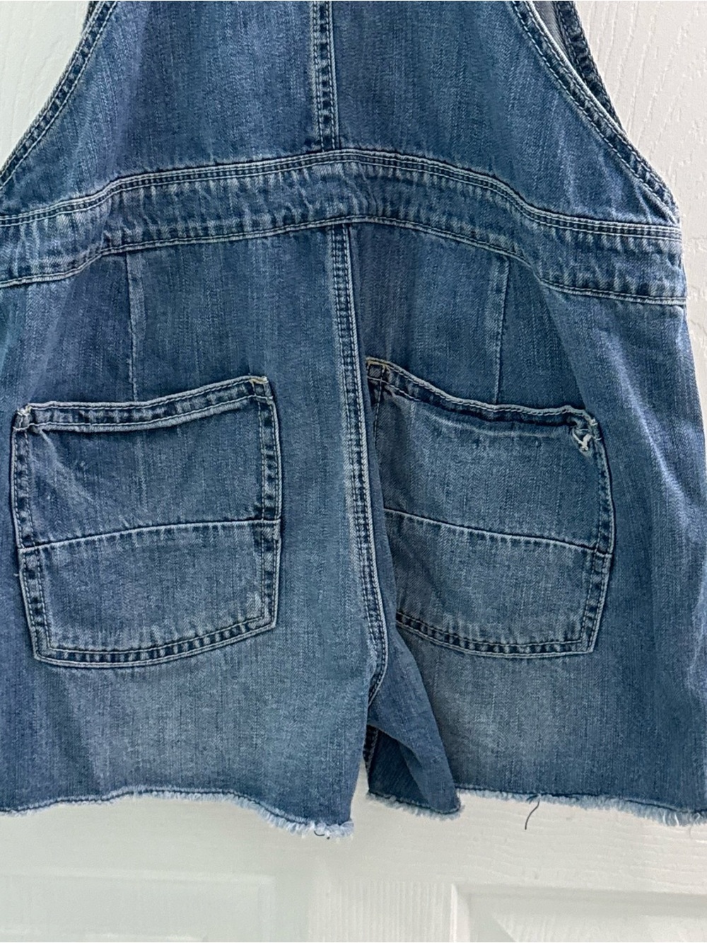 American Eagle Outfitters Women's Size Small Blue Denim Overall Shorts Shortalls - Picture 10 of 12